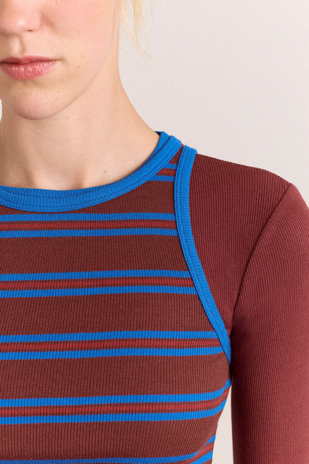 Manon Layered 2 In 1 Top - Burg/Blue