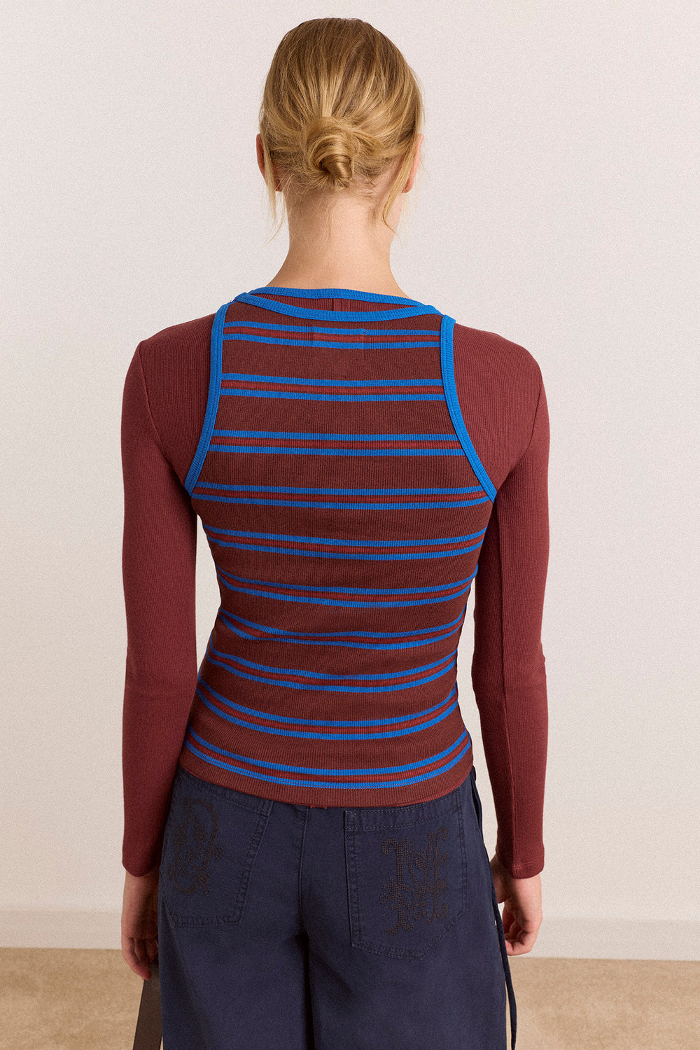 Manon Layered 2 In 1 Top - Burg/Blue