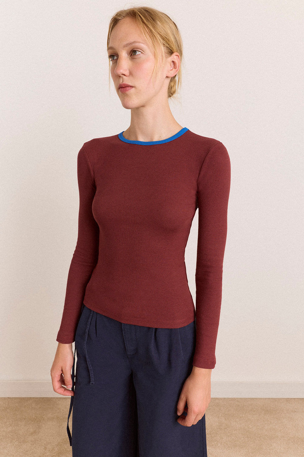Manon Layered 2 In 1 Top - Burg/Blue