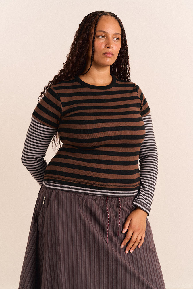 Malia Short Sleeve Over Long Sleeve - Stripe