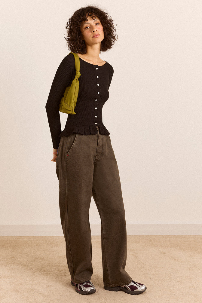 Marjorie Waffle Top - Black