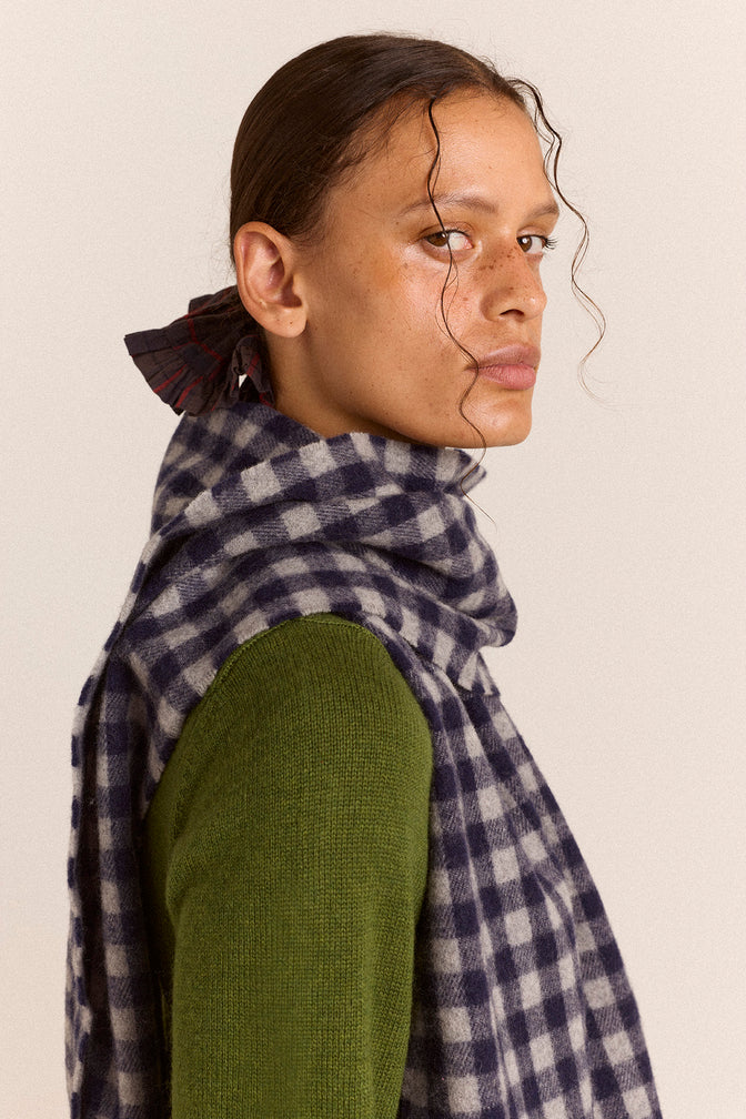 Wool Tassle Scarf - Willow Gingham