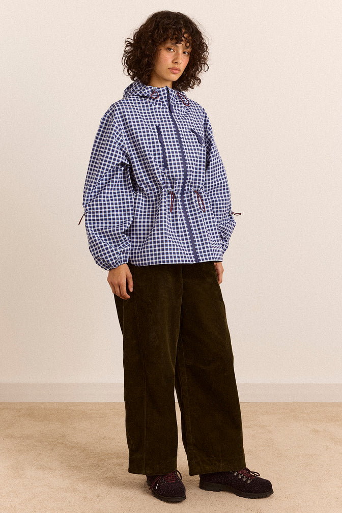 Matilda Waterproof Raincoat- Navy Check