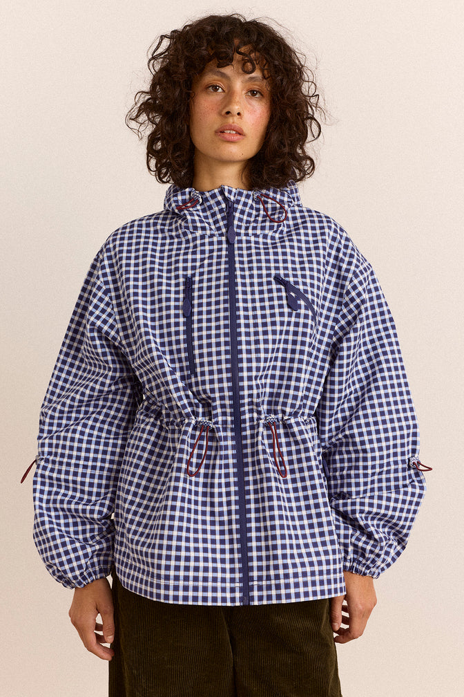 Matilda Waterproof Raincoat- Navy Check