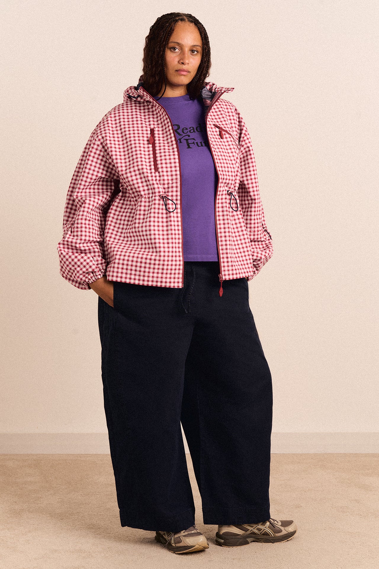 Matilda Waterproof Raincoat - Cherry Gingham – Damson Madder