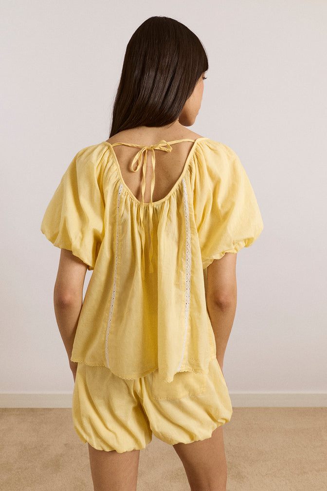 maura lace trim top - butter