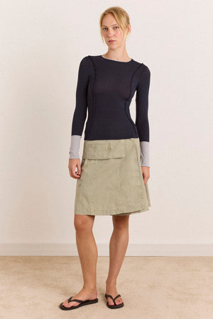 Arabella Skirt With Removable Belt- Sage Grey
