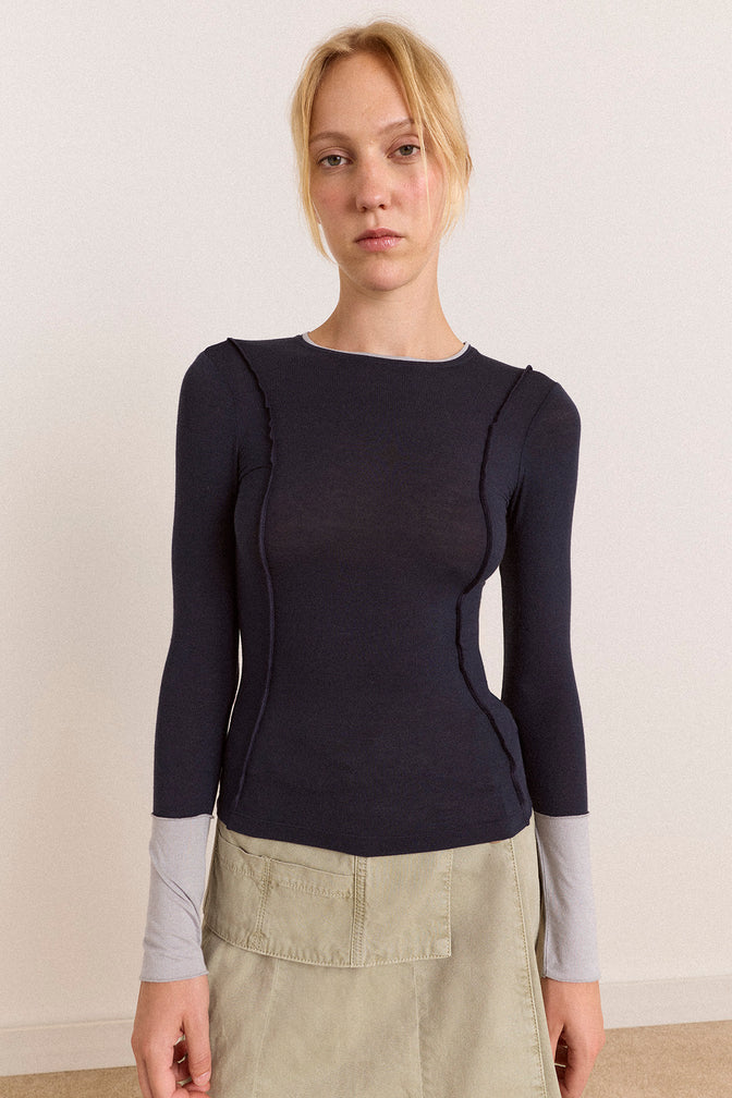 Maven Sheer Top - Navy