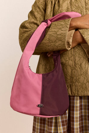 Gene Mini Tie Bag In Pink & Burg Colourblock