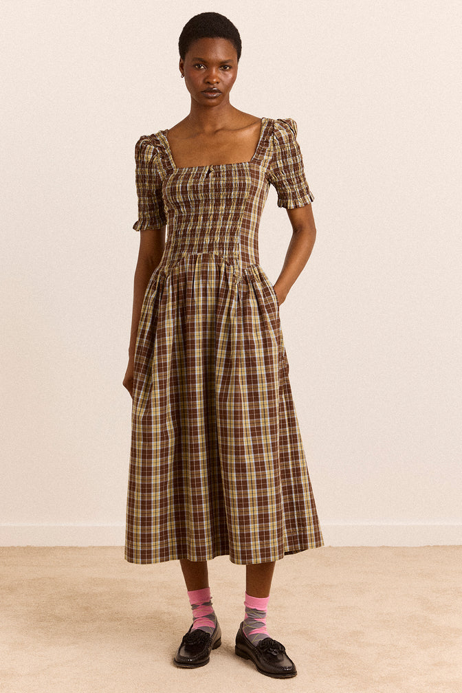 Molly Midi Dress - Cocoa Check