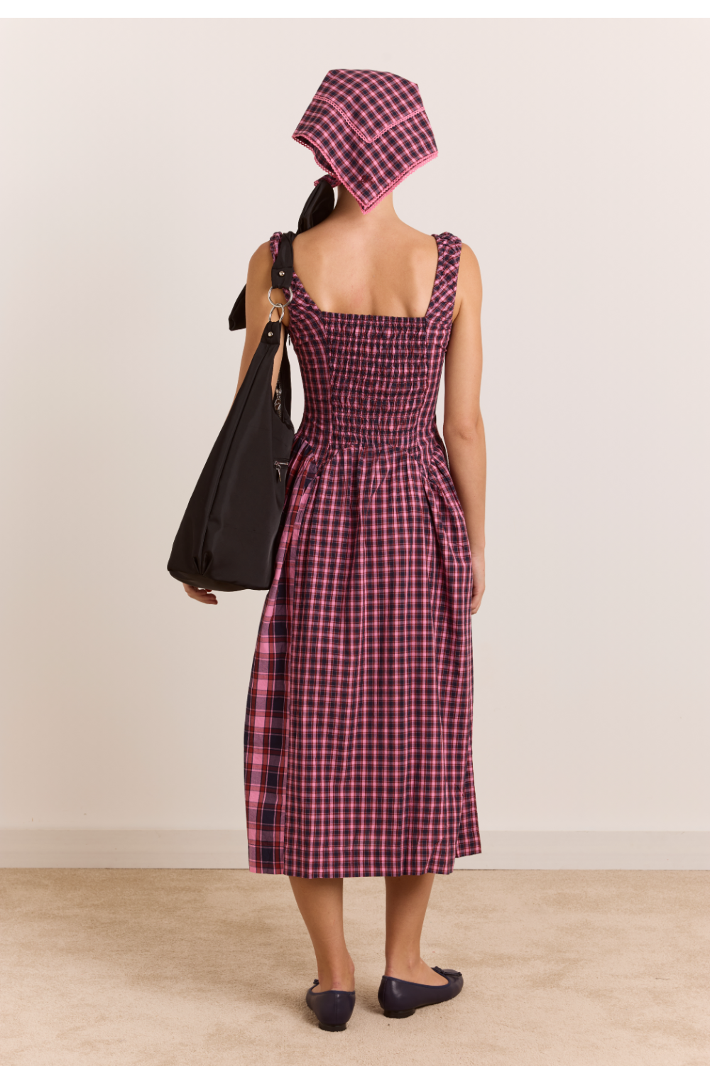 Molly Midi Dress - Magenta Check