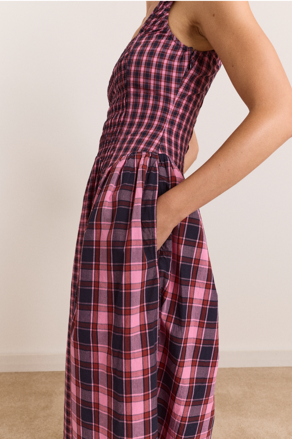 Molly Midi Dress - Magenta Check – Damson Madder