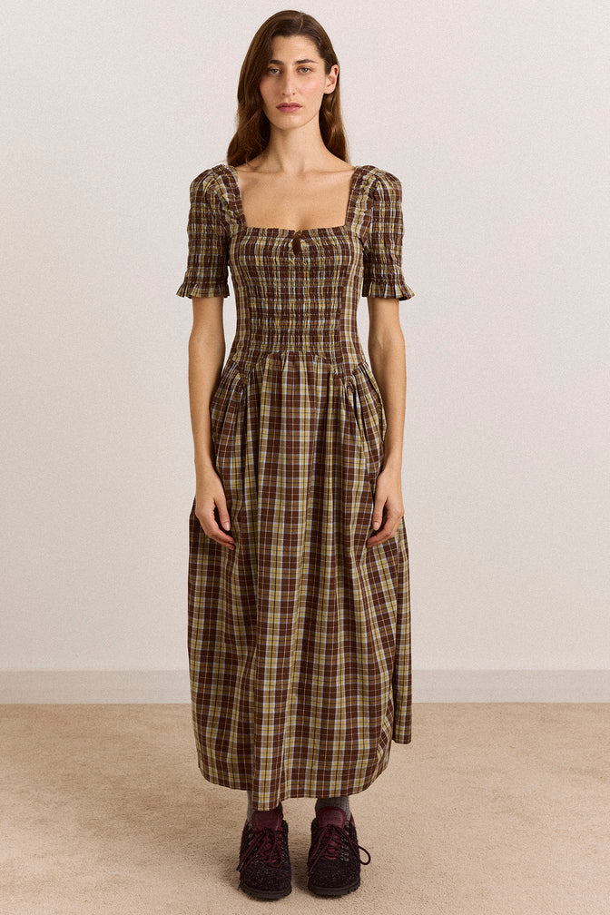 Molly Midi Dress - Cocoa Check