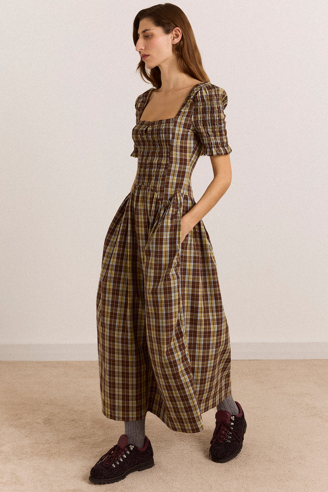 Molly Midi Dress - Cocoa Check