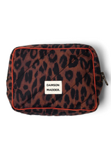 quilted make up bag- dark leopard