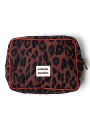 quilted make up bag- dark leopard