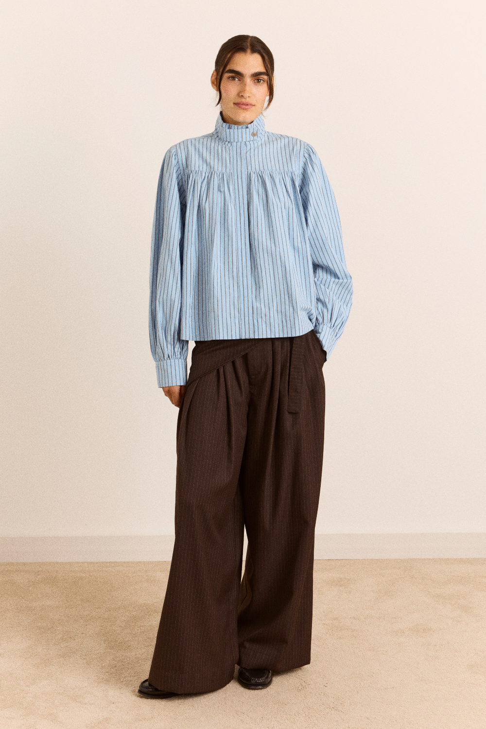Marigold Funnel Shirt - Blue Stripe
