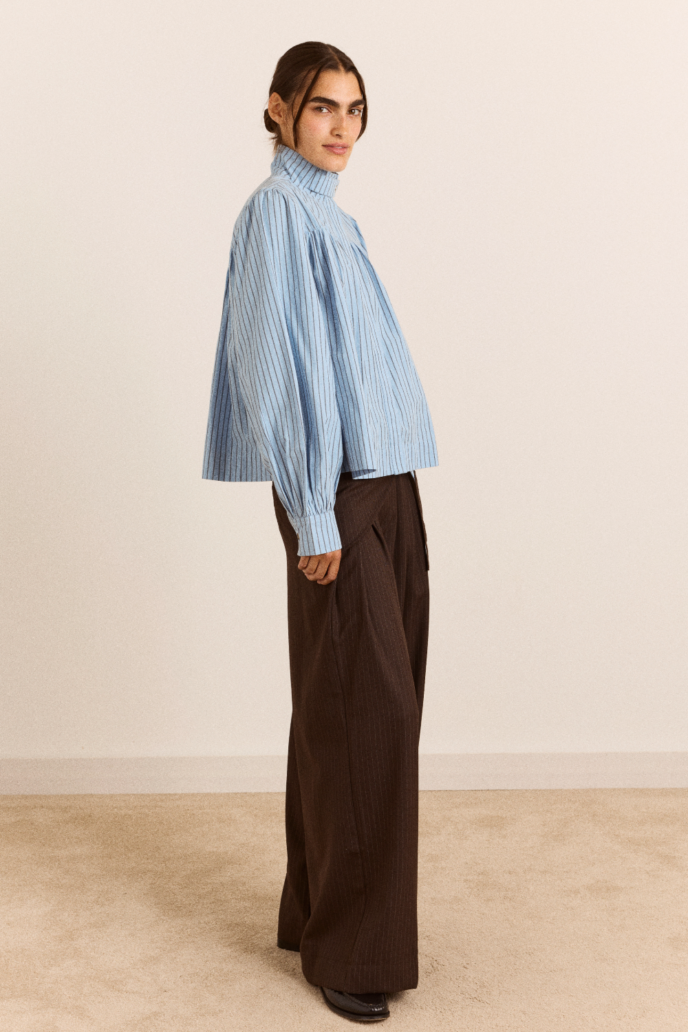Marigold Funnel Shirt - Blue Stripe