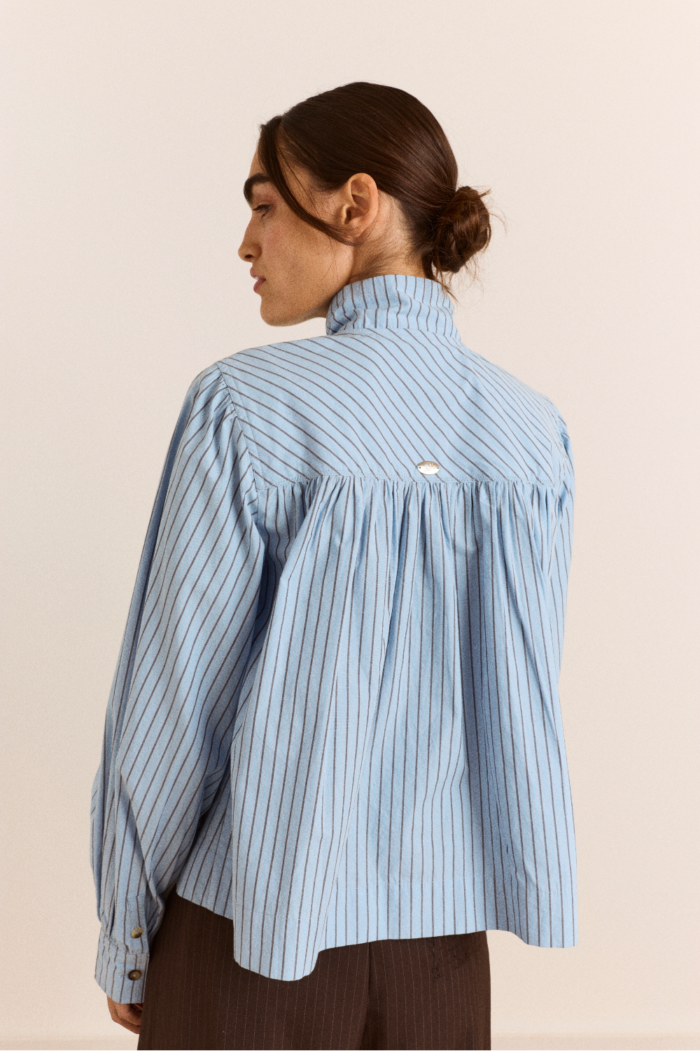 Marigold Funnel Shirt - Blue Stripe