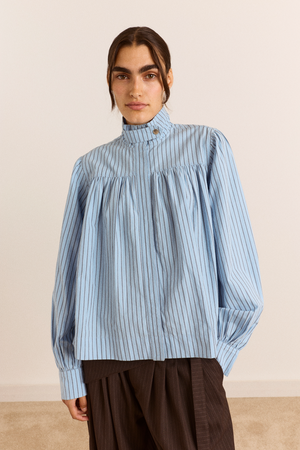 Marigold Funnel Shirt - Blue Stripe