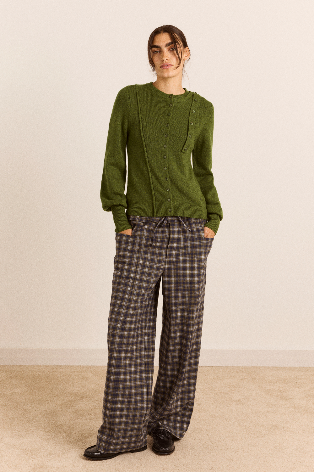Marla Wool Cashmere Blend Cardigan - Green