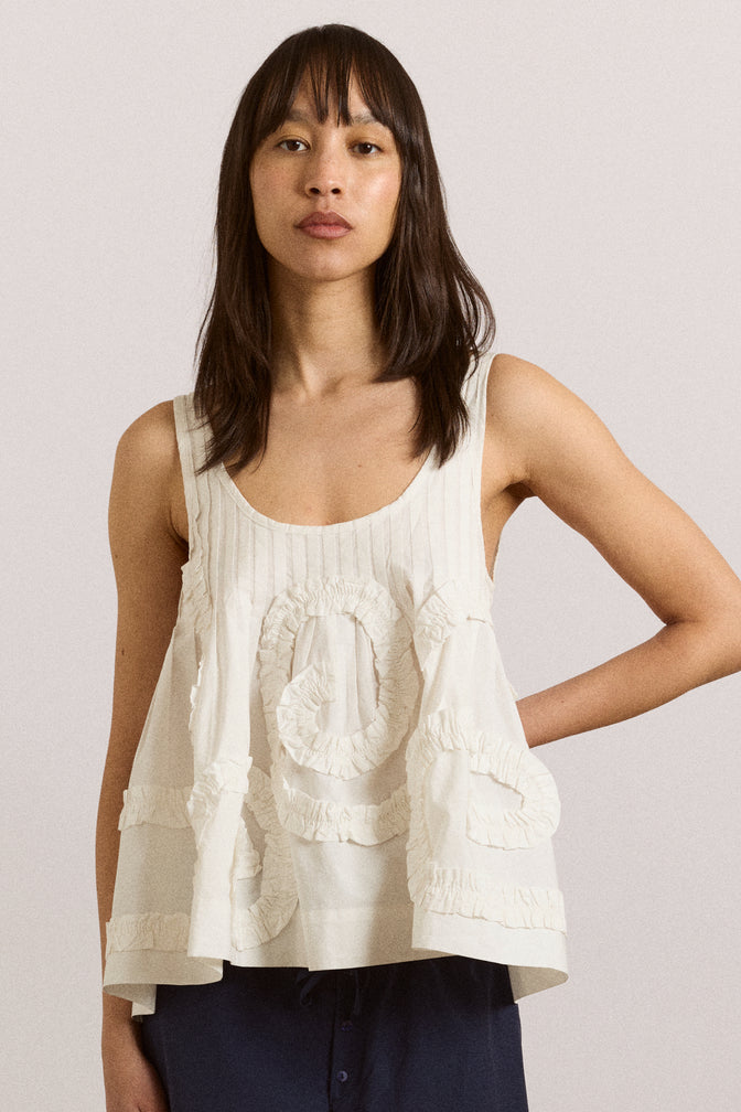 stella ruffle cami - white