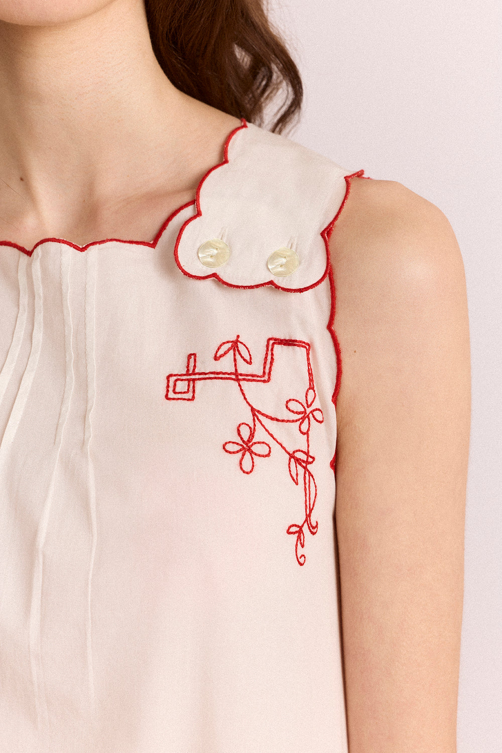 Natalina Wrap Mini Dress - White With Red Embroidery Damson Madder Natalina Wrap Mini Dress - White With Red Embroidery Damson Madder