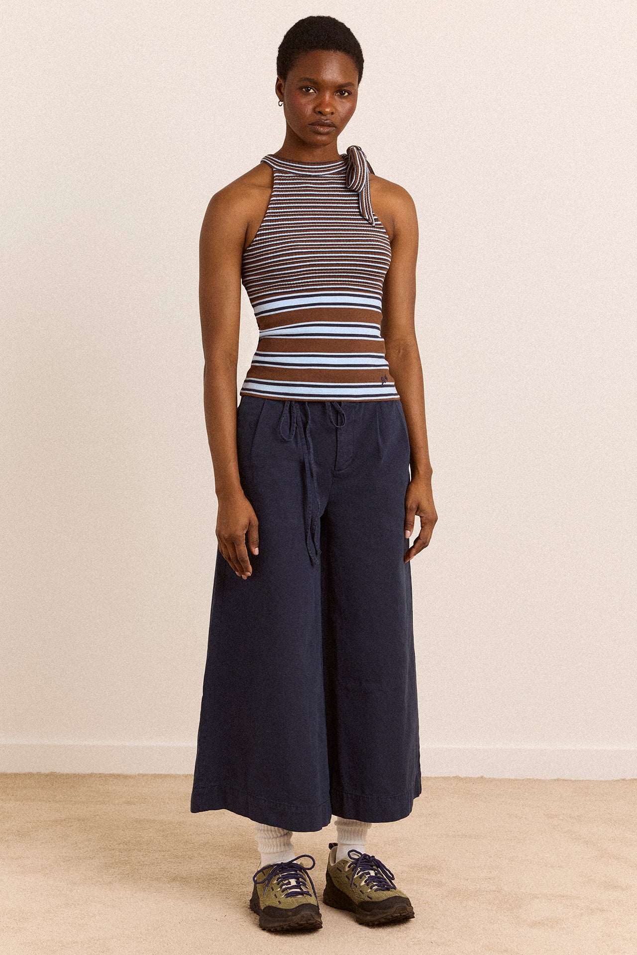 Oriana High Neck Tank - Blue Stripe – Damson Madder