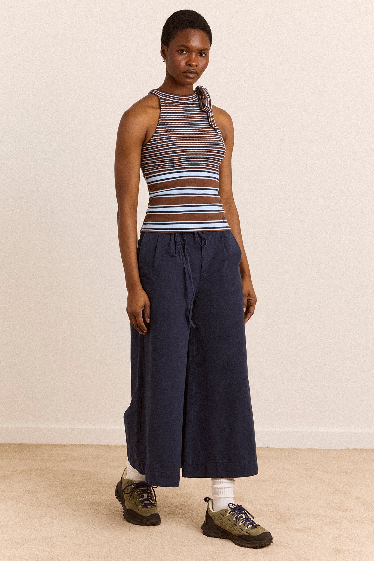 Oriana High Neck Tank - Blue Stripe – Damson Madder