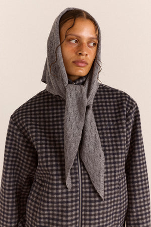 Large Pointelle Triangle Scarf - Grey Marl