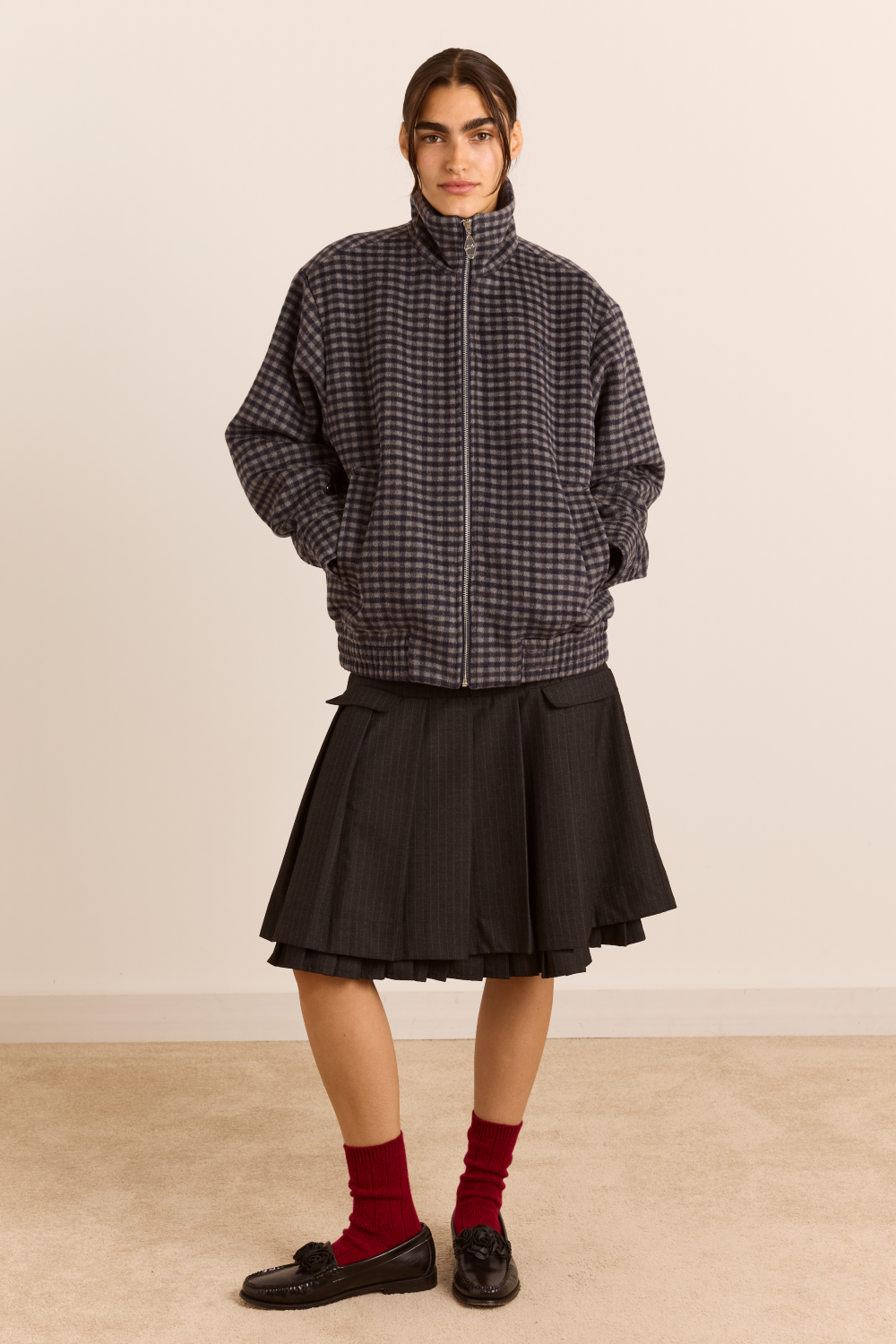 Pixie Wool Bomber - Willow Gingham