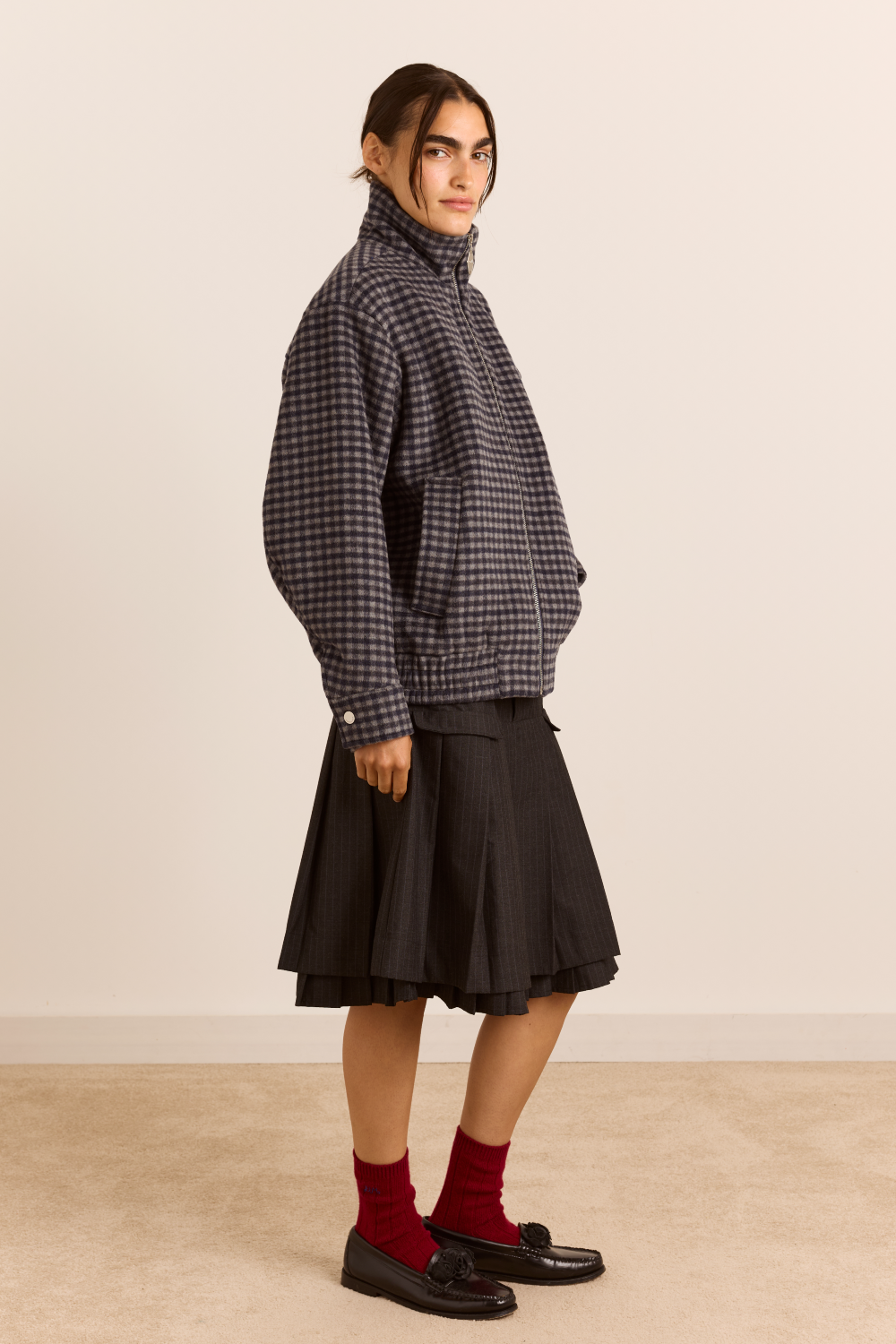 Pixie Wool Bomber - Willow Gingham
