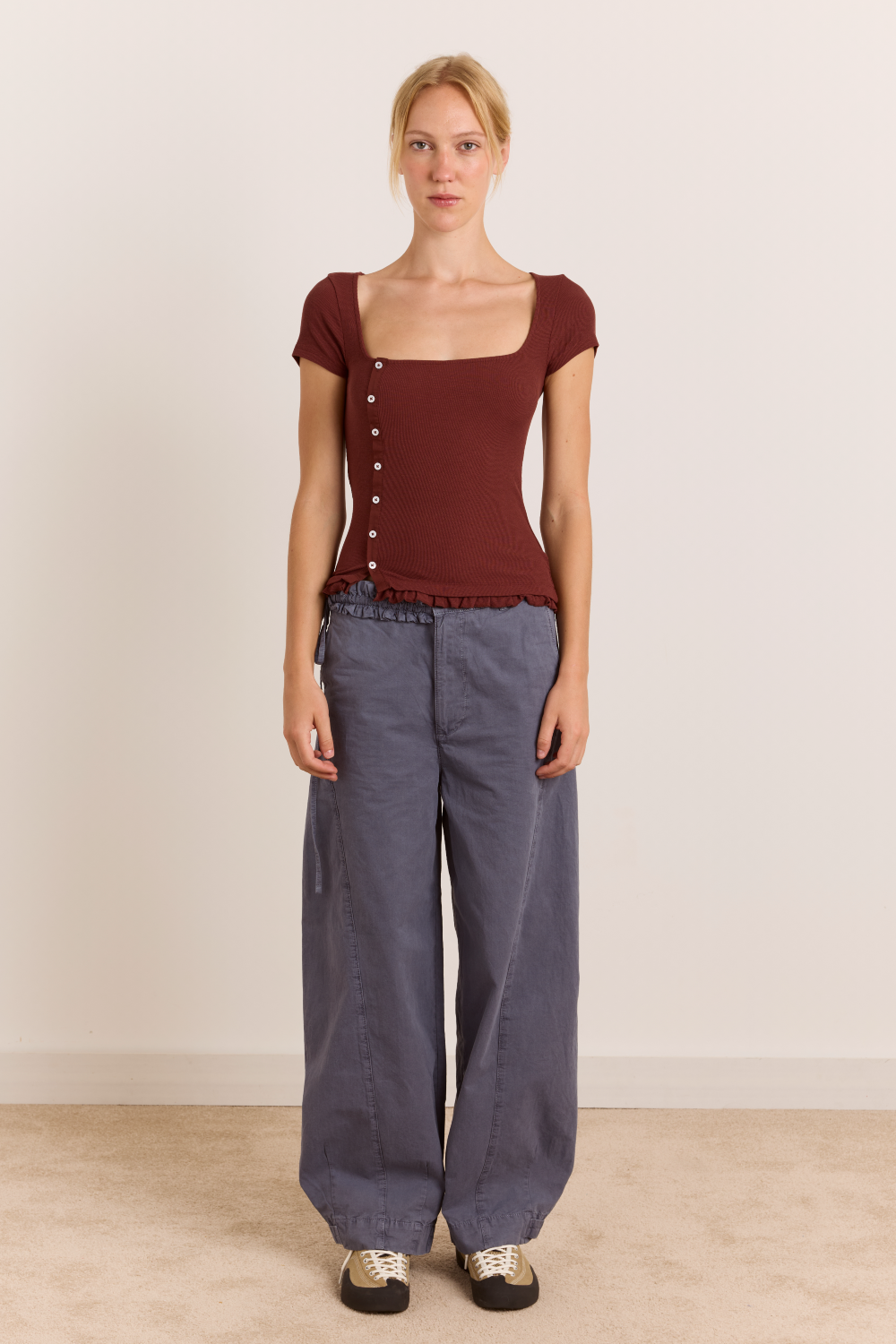 Posie Short Sleeve Top - Burg