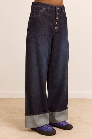 Gigi Ultra Baggy Wide Leg Jeans - Rinse Slate Wash