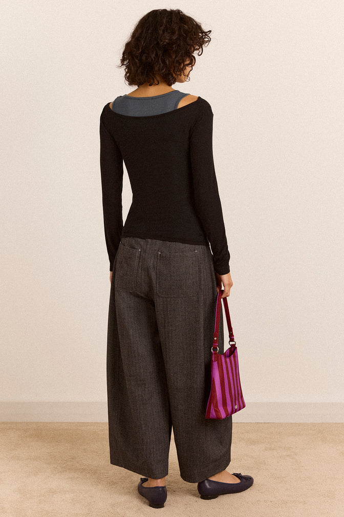 Rayanna Double Layer Top - Black/Grey