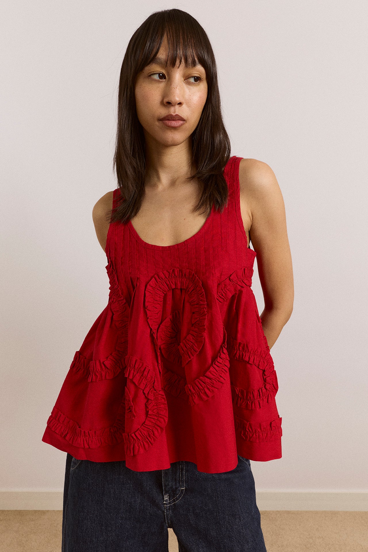 Stella Ruffle Cami - Red – Damson Madder
