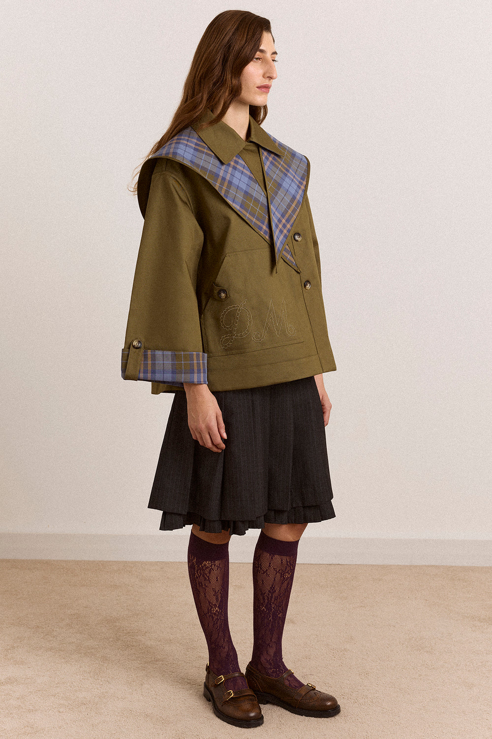 Reversible Jerry Crop Trench Coat - Olive