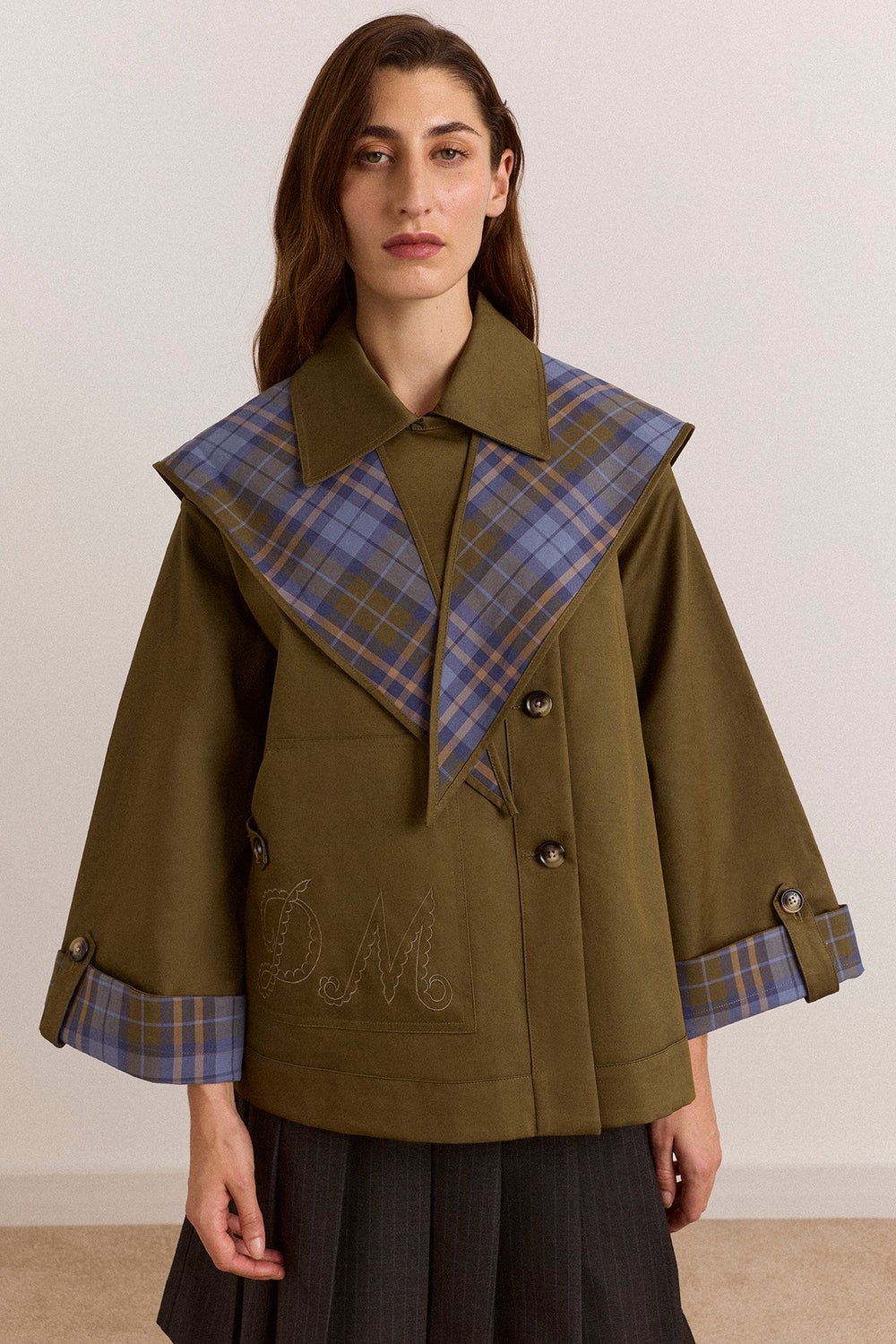 Reversible Jerry Crop Trench Coat - Olive