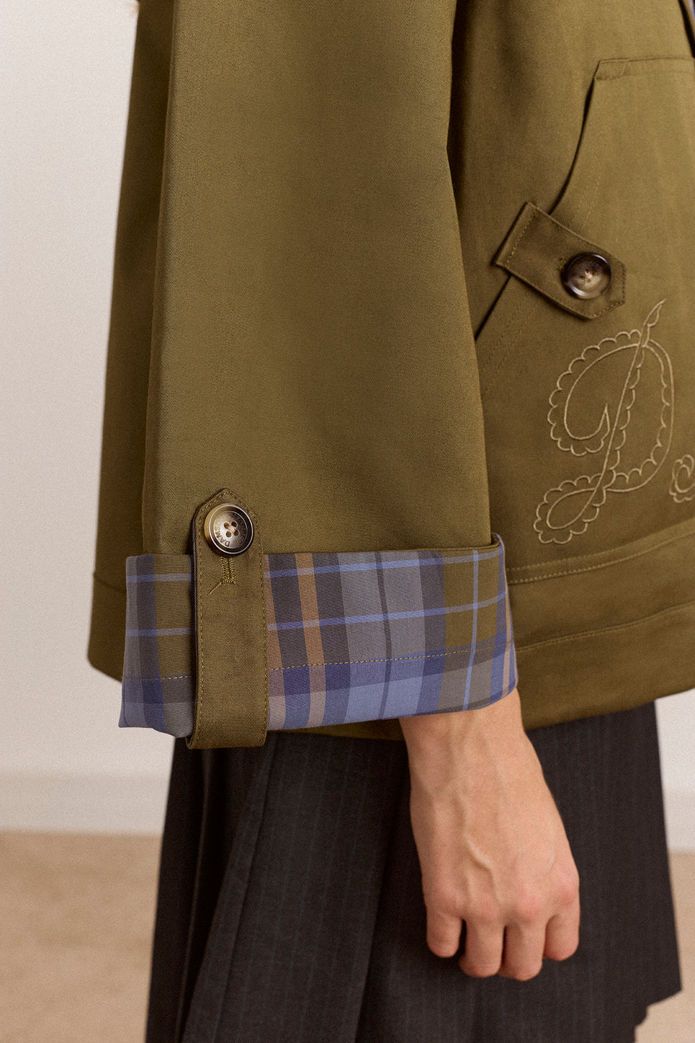 Reversible Jerry Crop Trench Coat - Olive