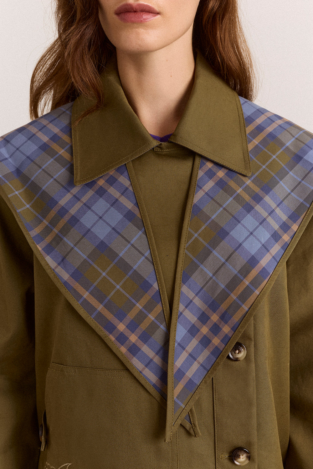 Reversible Jerry Crop Trench Coat - Olive