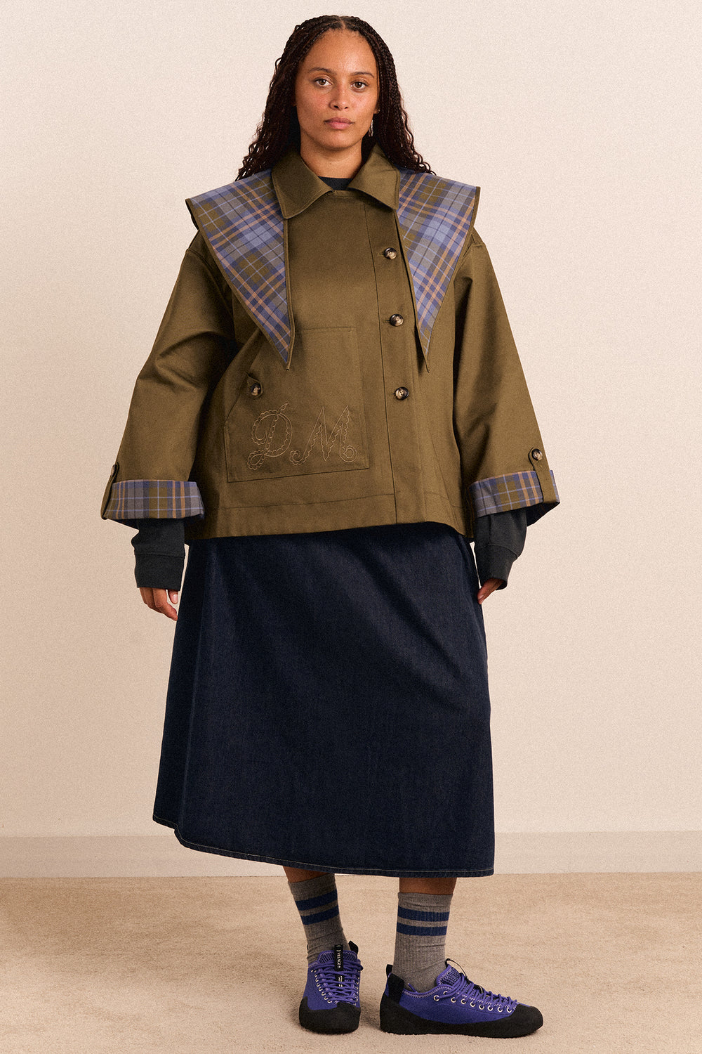 Reversible Jerry Crop Trench Coat - Olive