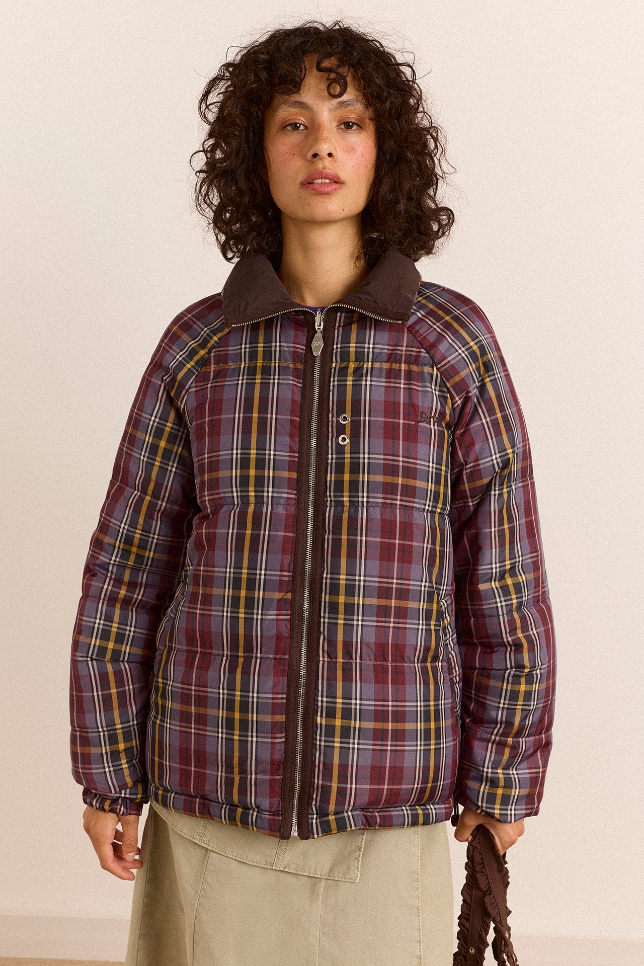 Reversible Opal Puffer- Plum Check – Damson Madder