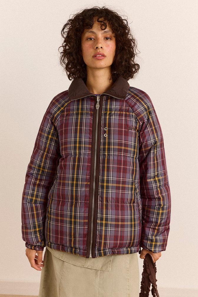 Reversible Opal Puffer- Plum Check