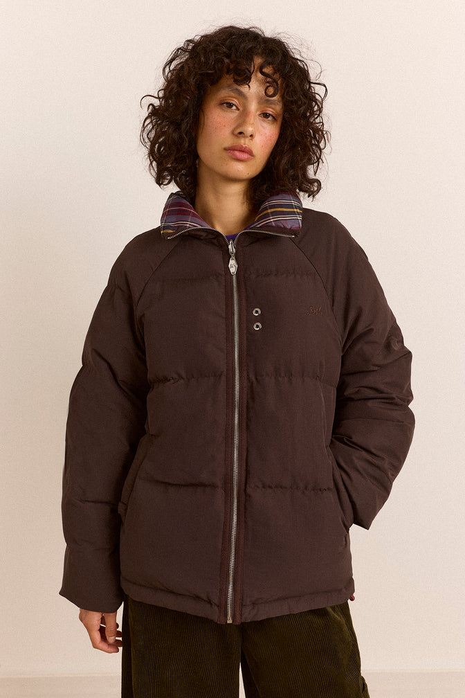 Reversible Opal Puffer- Plum Check