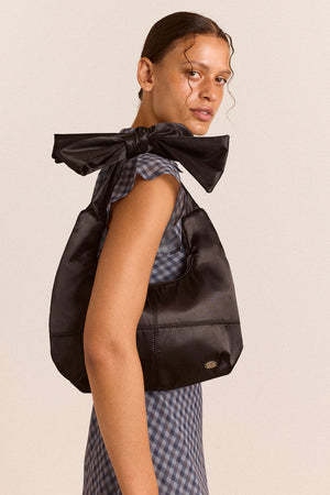 Roo Bow Tie Bag - Black Satin