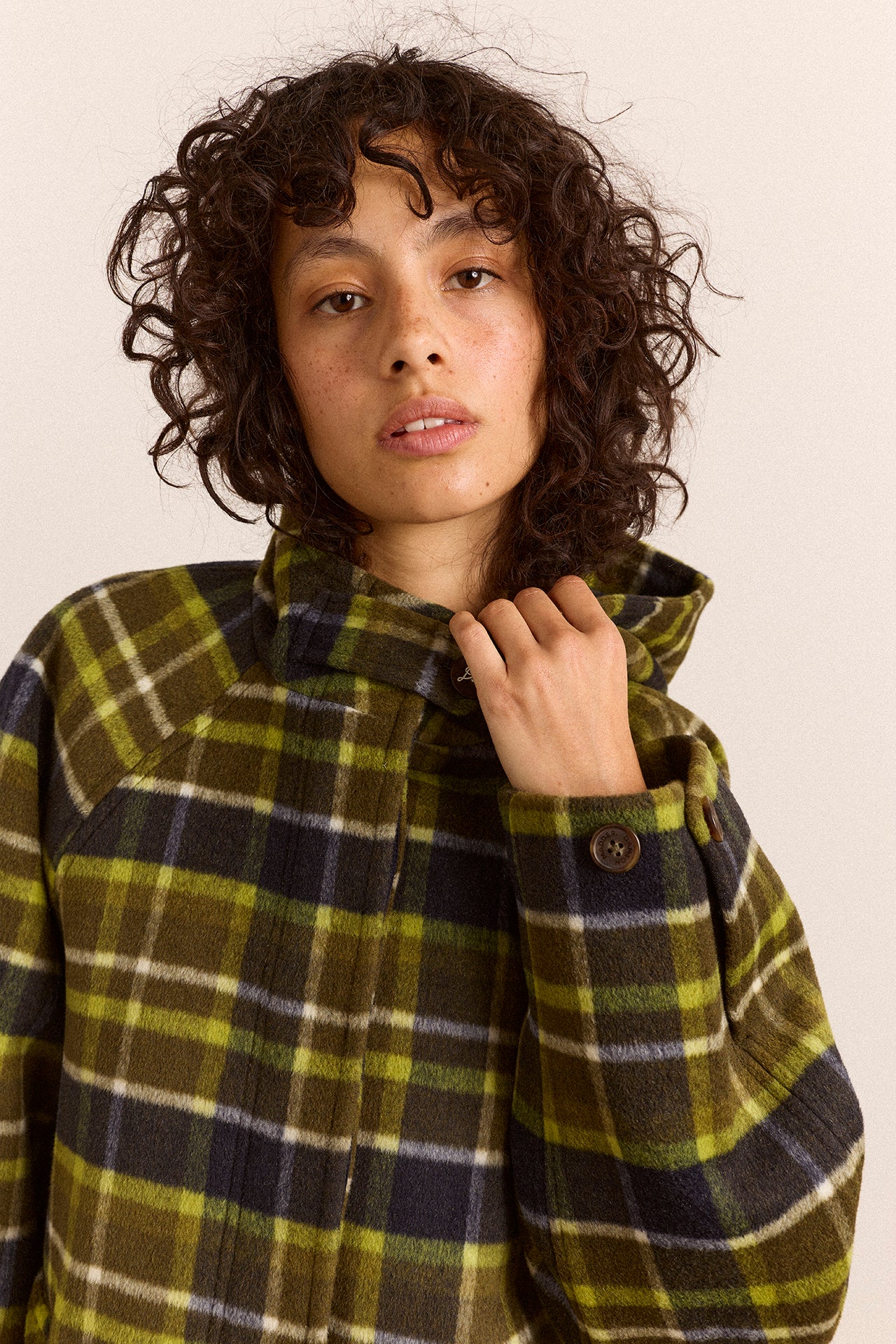 Edison Hooded Wool Blend Coat - Lark Green Check – Damson Madder Edison Hooded Wool Blend Coat - Lark Green Check – Damson Madder