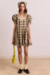 Sabina Mini Godet Dress - Cardamon Mix Check