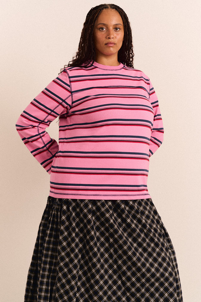 Samara Long Sleeve Top - Pink Stripe