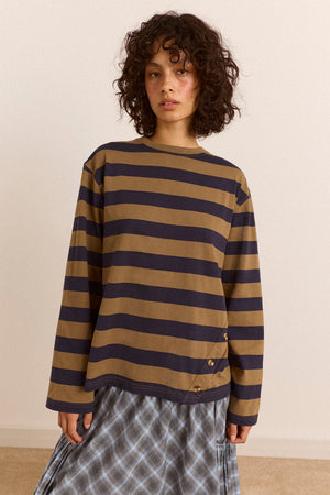 Scottie Long Sleeve Tee - Olive Stripe