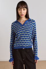 silvia polo knitted top - blue mint